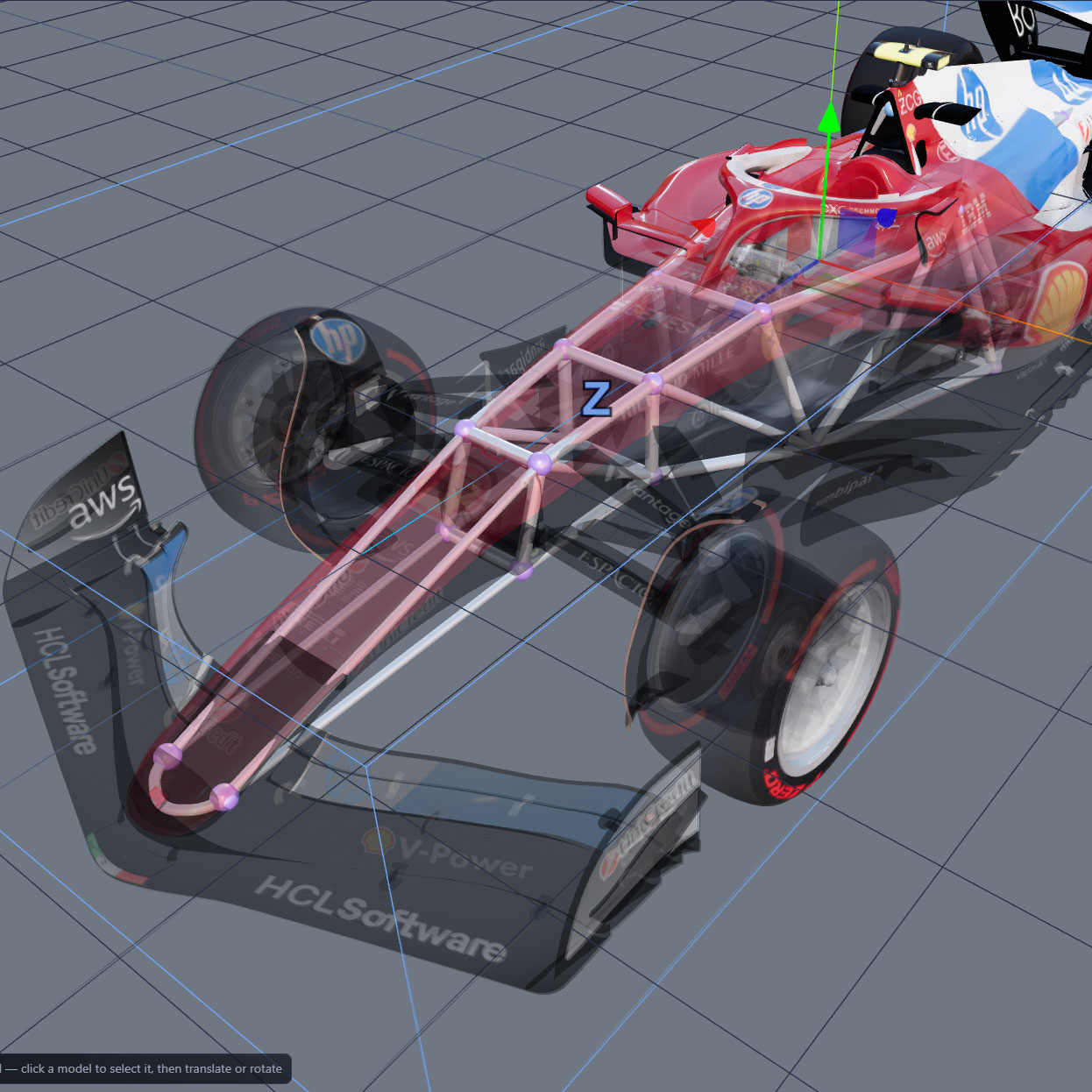 FrameDesigner software interface showing a tubular frame designed around a 3D reference model