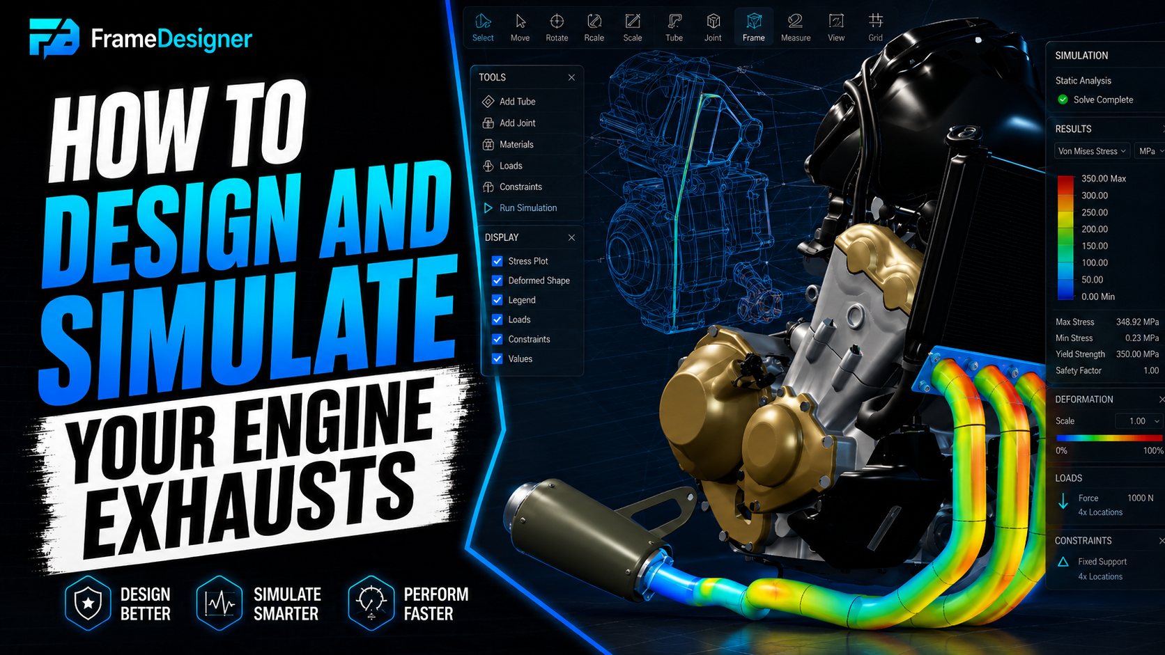Custom exhaust header design around an engine model