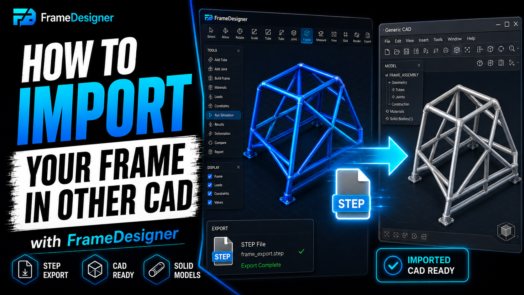 Exporting a tubular frame to STEP format